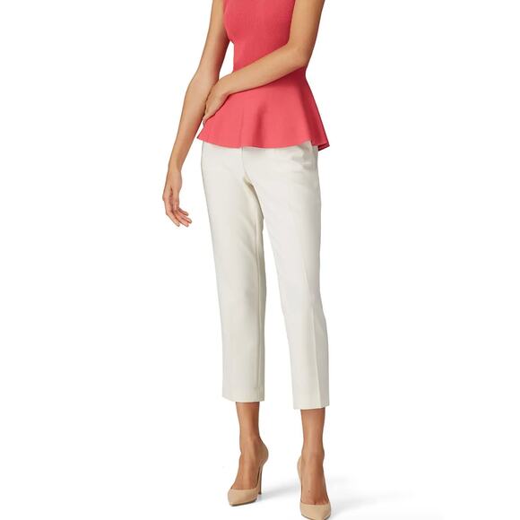 Theory Pants Womens 16 White Crepe Treeca Admiral Pull On Stretch - Picture 1 of 12